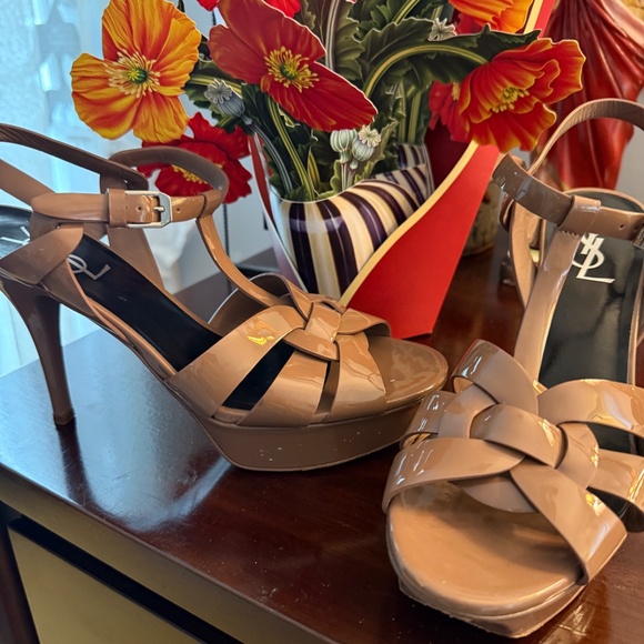 YSL Tan Patent Leather Tribute 75 Shoes - Picture 2 of 5